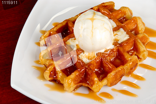 Image of Waffle and ice cream