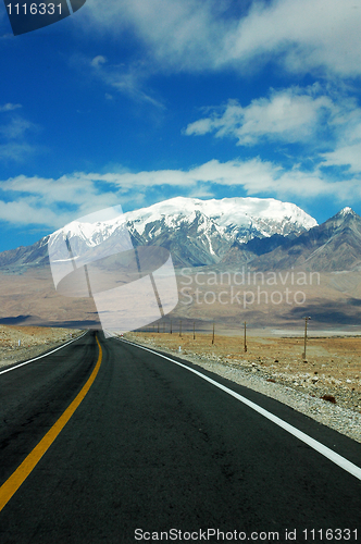 Image of Highway towards snow mountains