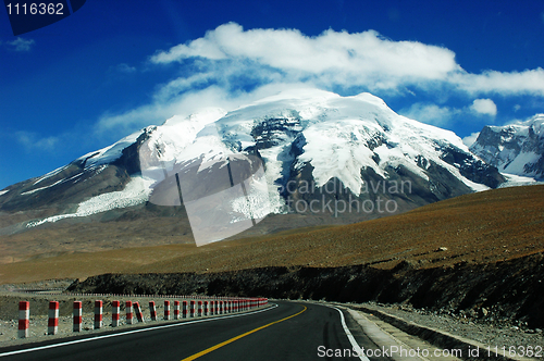 Image of Highway towards snow mountains