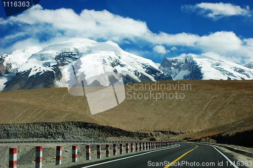 Image of Highway towards snow mountains