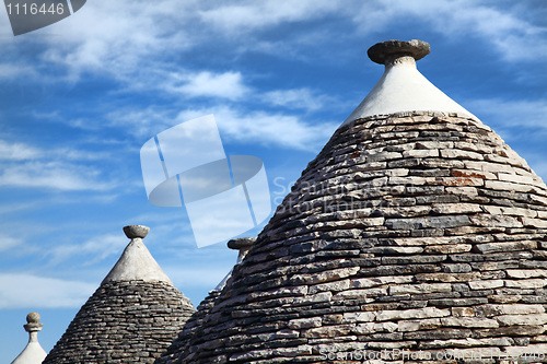 Image of trulli roof and blue sky