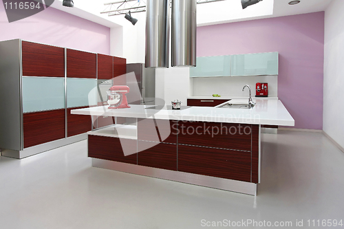 Image of Purple kitchen interior