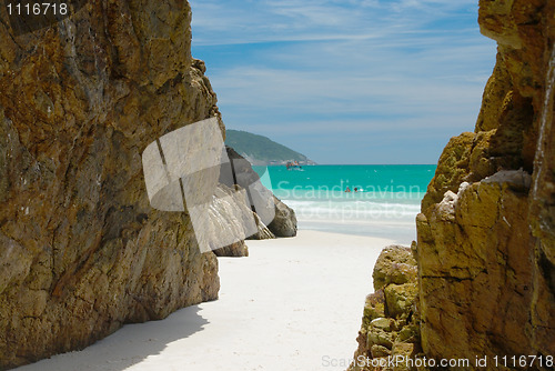 Image of Cave in the rocks in a Crystalline clear waters in Arraial do Cabo, Rio de Janeiro, Brazil 