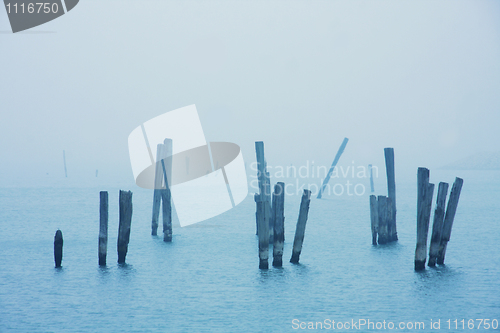 Image of Remnants of an old with beautiful reflection. 