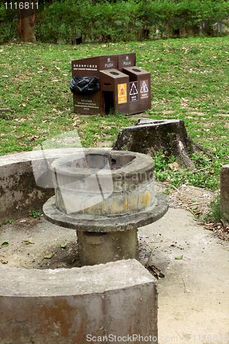 Image of stone barbecue grill at outdoor