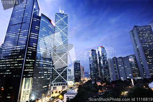 Image of office building at night