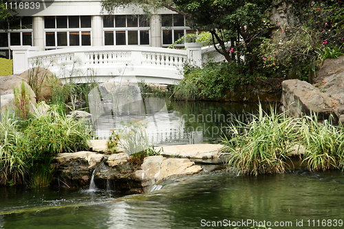 Image of house near the water surrounded by trees 