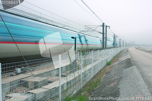 Image of motion blur outdoor of high speed train