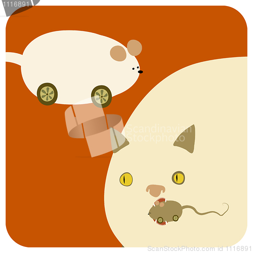 Image of Cream cat and mouse