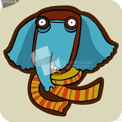 Image of vector cartoon of winter elephant