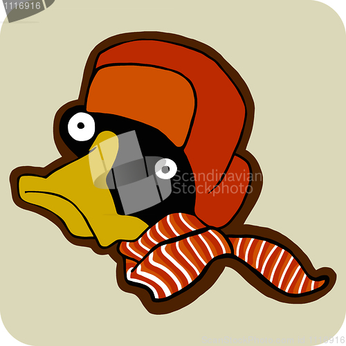 Image of vector cartoon of winter penguin