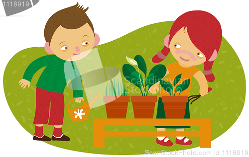 Image of vector illustration of gardening