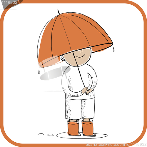 Image of Boy under an umbrella