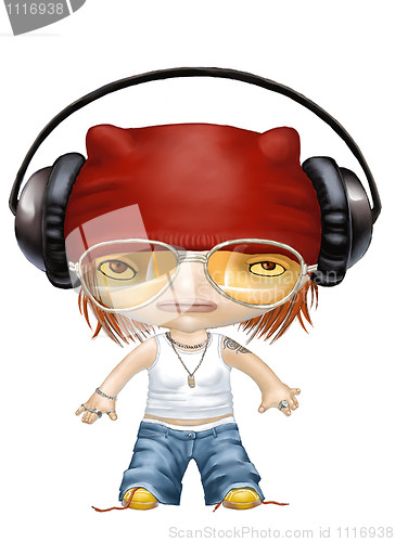 Image of cartoon of street tough girl wearing headphones