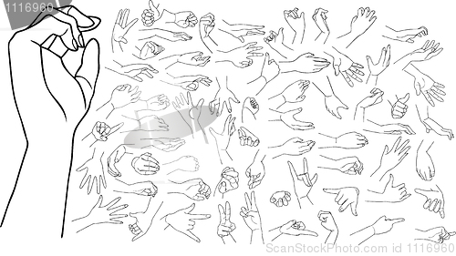 Image of hands, vector set