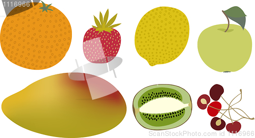 Image of Fruits vector set