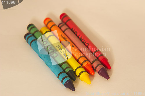 Image of six wax crayons