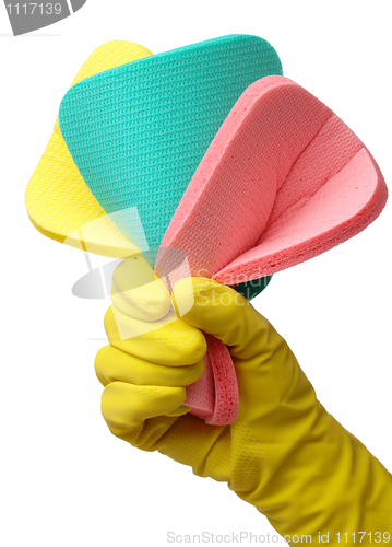 Image of Few washing sponges in hand