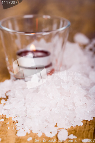 Image of sea salt and candle