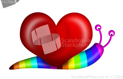 Image of Abstract Snail with Heart Shape Shell and Rainbow Colors