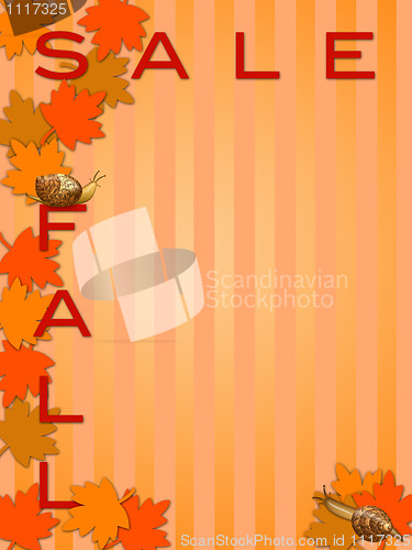 Image of Fall  Sale Sign with Maple Tree Leaves and Snails