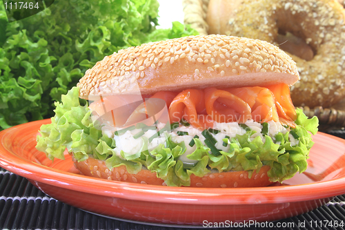 Image of Bagel with cream cheese and salmon