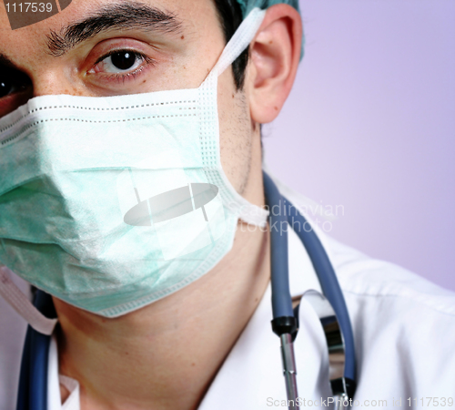 Image of Young doctor with stethoscope.