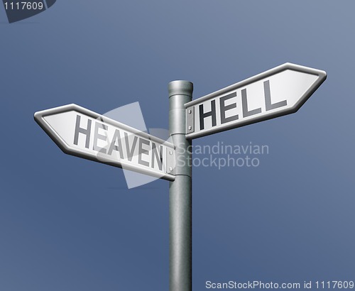 Image of roadsign heaven hell