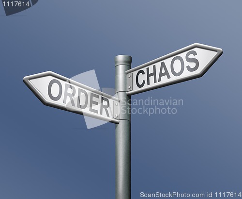 Image of road sign order chaos