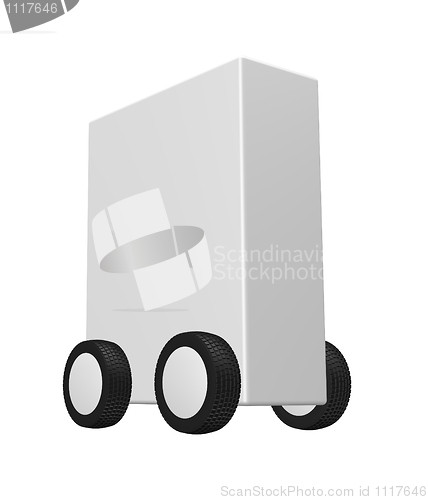 Image of white box on wheels