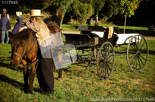 Image of Horse wagon with driver 