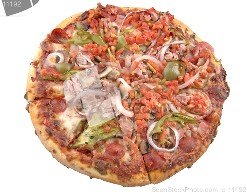 Image of Supreme Pizza, isolated, high resolution 12MP camera.