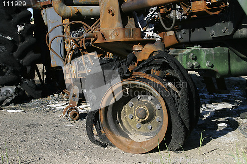 Image of Burned Tractor Detail