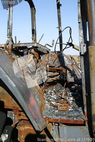 Image of Burned Tractor Detail