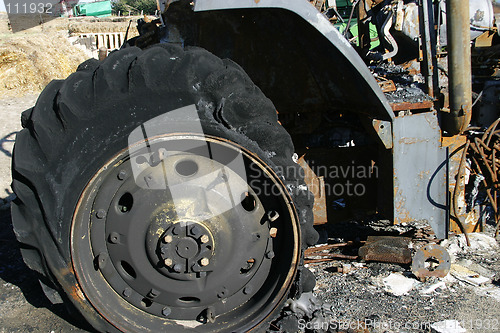 Image of Burned Tractor Detail