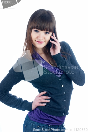 Image of Talking girl by mobile