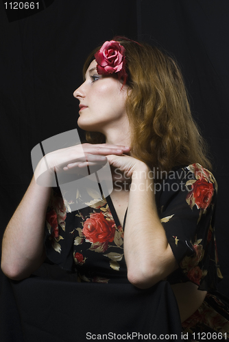 Image of Portrait of girl at black