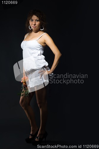 Image of Beautiful girl with flower