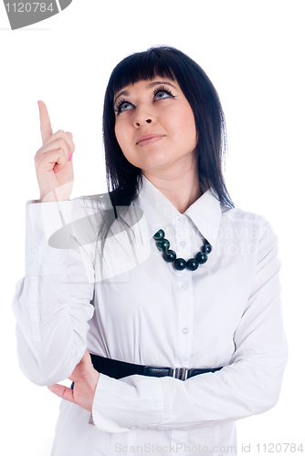 Image of Woman pointing up