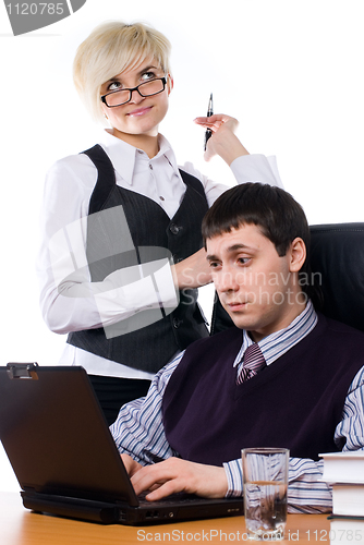 Image of Business team with laptop
