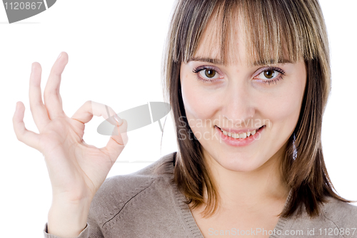 Image of Woman showing okay gesture