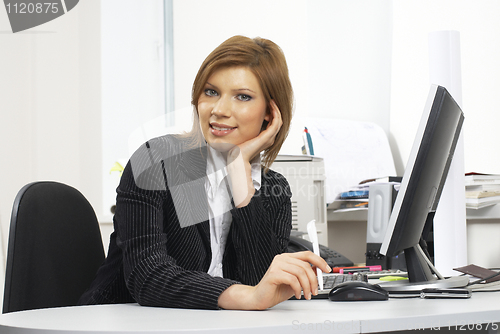 Image of Businesswoman with computer