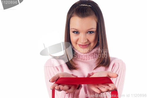 Image of Woman with red tape