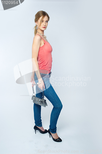 Image of Beautiful woman with bag