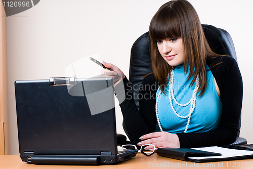 Image of Business woman with laptop