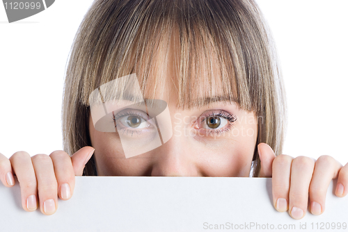 Image of Girl behind white board