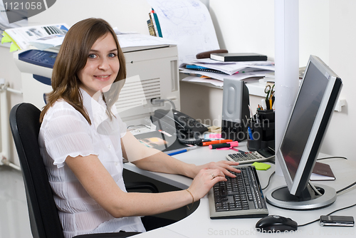 Image of Businesswoman with computer
