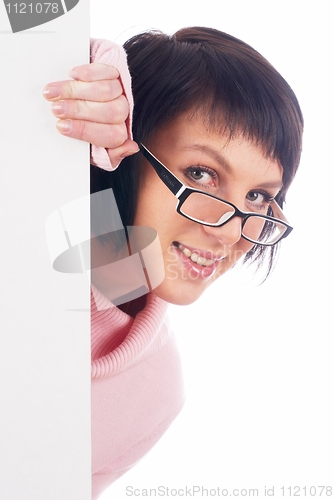 Image of Woman beside whiteboard