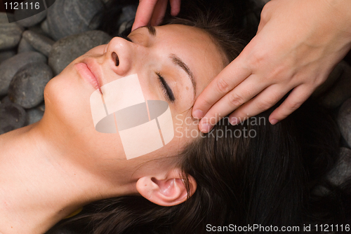 Image of Young woman in japanese spa