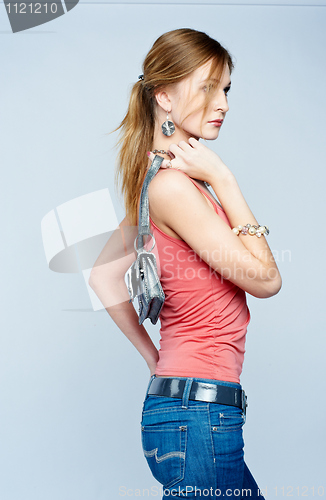 Image of Beautiful woman with bag